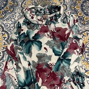 Chico's Multicolor Floral Cowl Neck Top